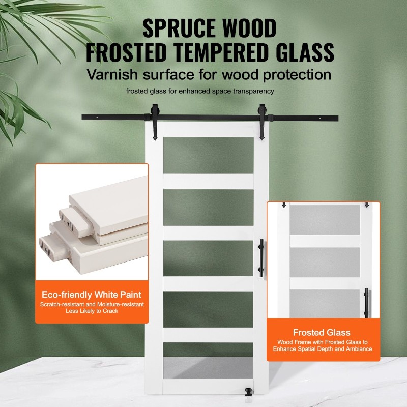 Puulasiliukuovi 1067x2134 mm kuusi huurrettu lasi asennussarja