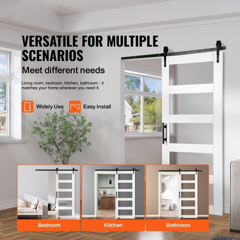 Liukuovi kuusipuusta ja huurrelasista 813x2134 mm kiskosarjalla