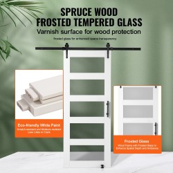 Liukuovi kuusipuusta ja huurrelasista 813x2134 mm kiskosarjalla