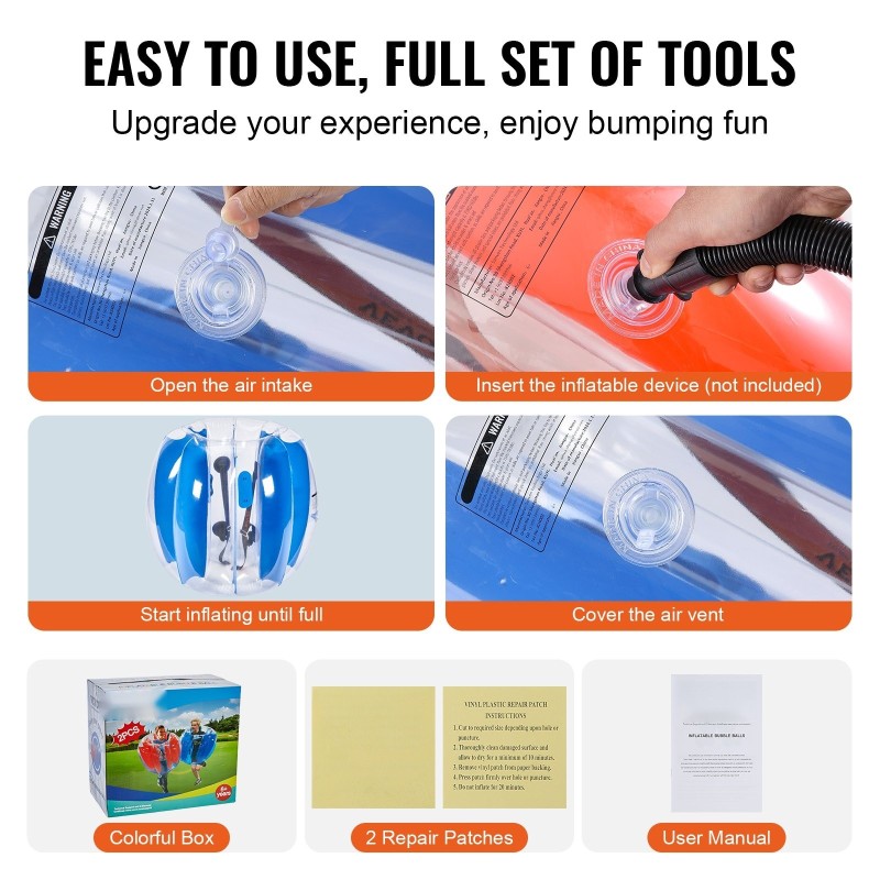 Täytettävät PVC-muoviset törmäyspallot 2 kpl 0,9 m ulkohalkaisija ulkoleikkeihin