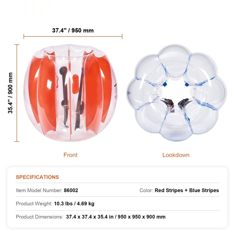 Täytettävät PVC-muoviset törmäyspallot 2 kpl 0,9 m ulkohalkaisija ulkoleikkeihin