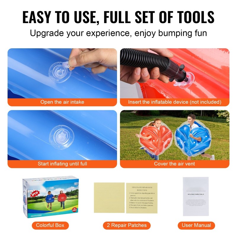 Täytettävät törmäyspallot 2 kpl 0,6 m 0,3 mm PVC lapsille ulkoleikkeihin