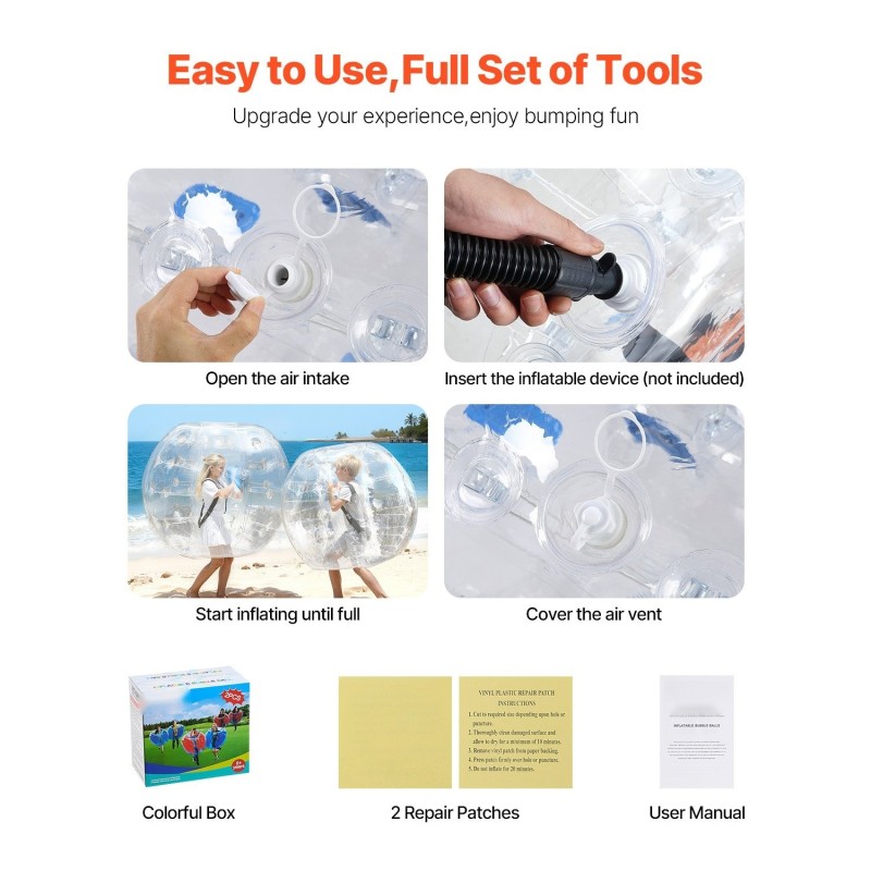 Täytettävät törmäyspallot 2 kpl 0,8 mm PVC halkaisija 1,2 m ulkokäyttöön