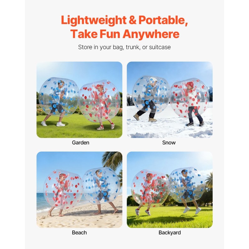 Ilmatäytteiset törmäyspallot 0,8mm PVC 2 kpl 1,2m halkaisija teini-ikäisille ja aikuisille