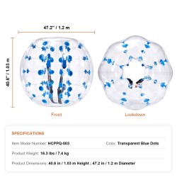 Ilmatäytteinen törmäilypallo PVC 0,8 mm 1,2 m 1 kpl teini-ikäisille ja aikuisille