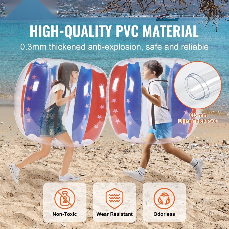 Täytettävät törmäyspallot 2 kpl 0,3 mm PVC-muovia 1,2 m halkaisija ulkopeleihin