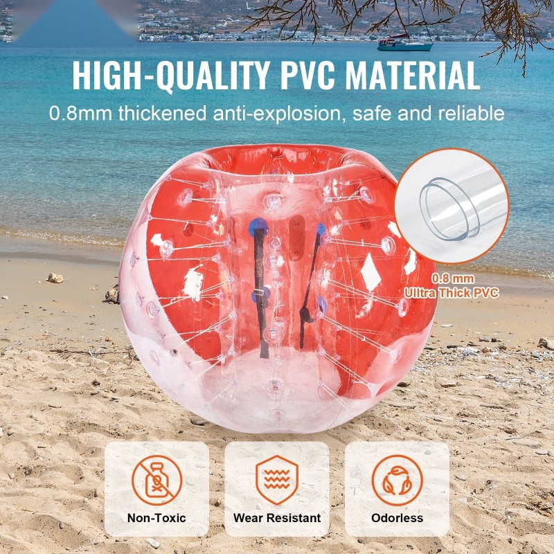 Ilmatäytteinen törmäyspallo 0,8 mm paksu PVC-muovi 1,5 m ulkoleikkeihin teini- ja aikuisille