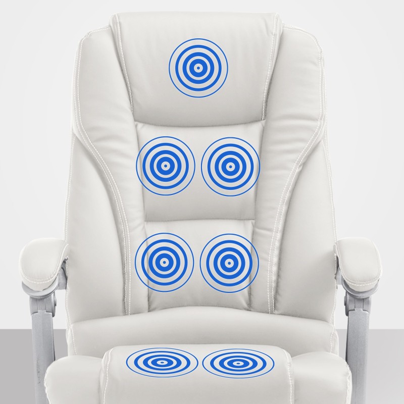 Hierova toimistotuoli keinonahalla ja jalkatuella 7 hierontapisteellä