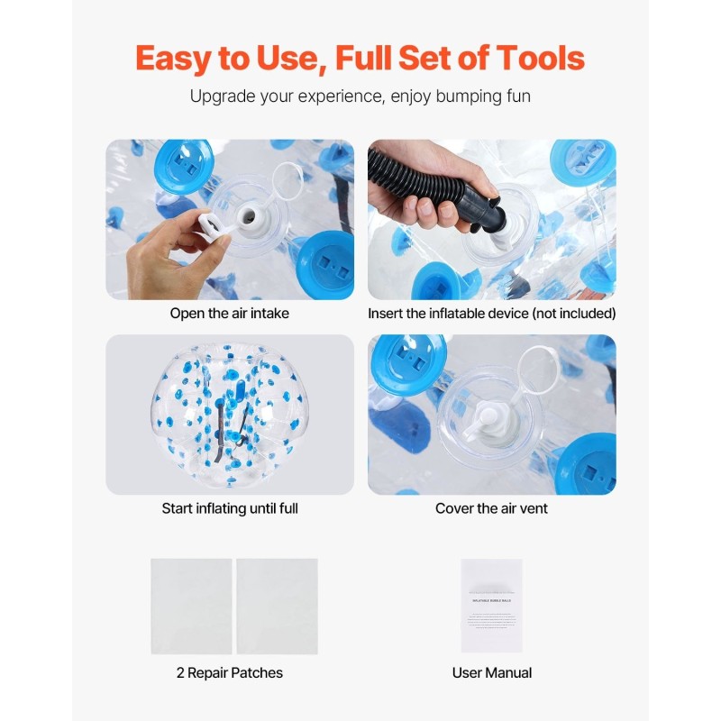 Puhallettavat törmäyspallot 2 kpl 1,5 m 0,8 mm PVC ulkopeleihin