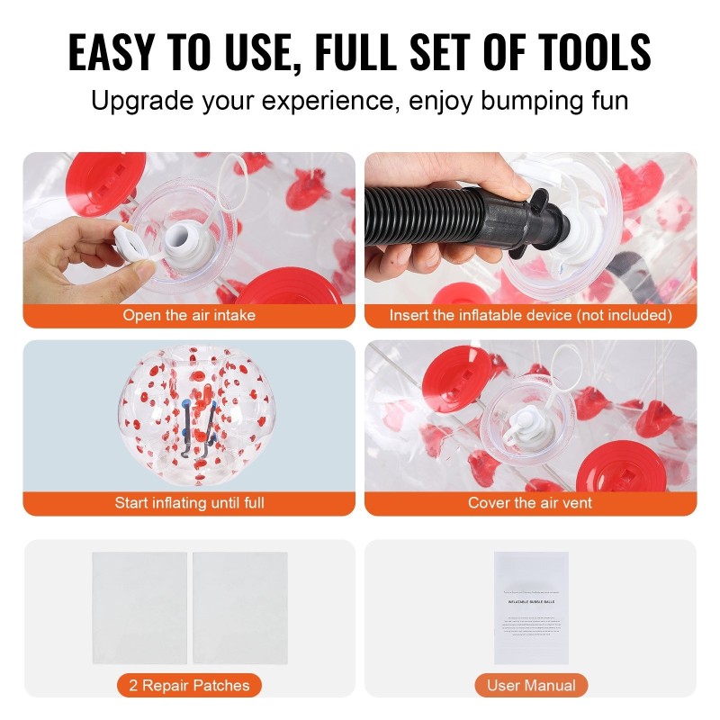 Puhallettava törmäyspallo 1 kpl 1,5 m 0,8 mm PVC-muovi nuorille ja aikuisille