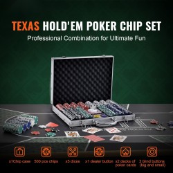 Pokerisetti 500 kpl 11,5 g pelimerkit alumiinisalkussa PS-muovi ja rauta