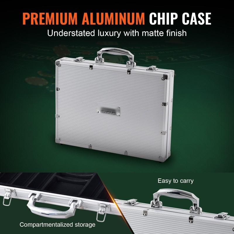 Pokerisetti 500 kpl 11,5 g pelimerkit alumiinisalkussa PS-muovi ja rauta