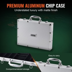 Pokerisetti 500 kappaleen 11,5 gramman painoiset kasinomerkit alumiinikotelossa korteilla