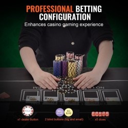 Pokerisetti 300 osaa 14 gramman savi ja muovipelimerkit muovikotelolla kotipeleihin