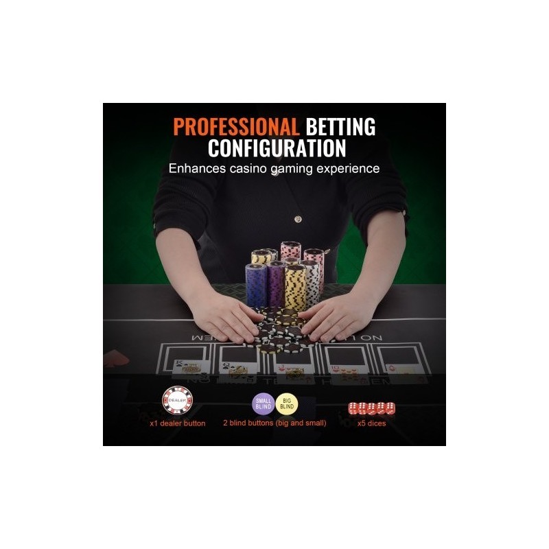 Pokerisetti 300 osaa 14 gramman savi ja muovipelimerkit muovikotelolla kotipeleihin