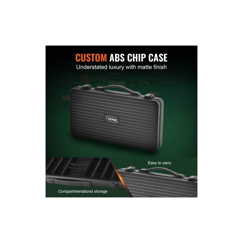 Pokerisetti 300 osaa 14 gramman savi ja muovipelimerkit muovikotelolla kotipeleihin