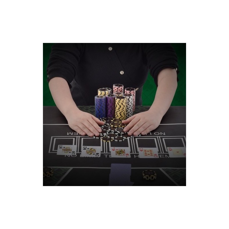 Pokerisetti 300 osaa 14 gramman savi ja muovipelimerkit muovikotelolla kotipeleihin