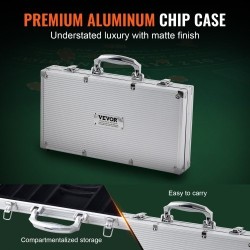 Pokerisetti 300 kappaletta 11,5 gramman kasinotyyliset pelimerkit alumiinisalkulla pelikortit napit nopat