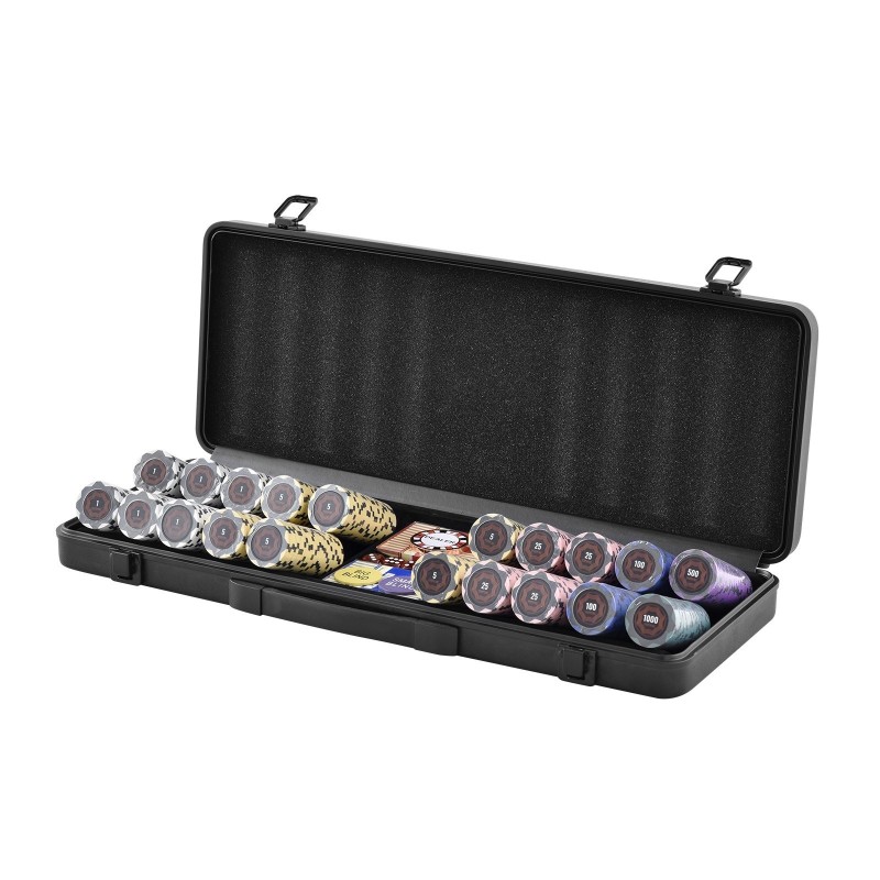 Pokerisetti 500 pelimerkkiä 14 gramman painoiset savipohjaiset merkit ABS-salkulla