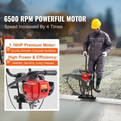 Bensiinikäyttöinen betonijyrsin 2445 millimetriä alumiininen suorareunalaatta 6500 kierrosta minuutissa säädettävä kahva