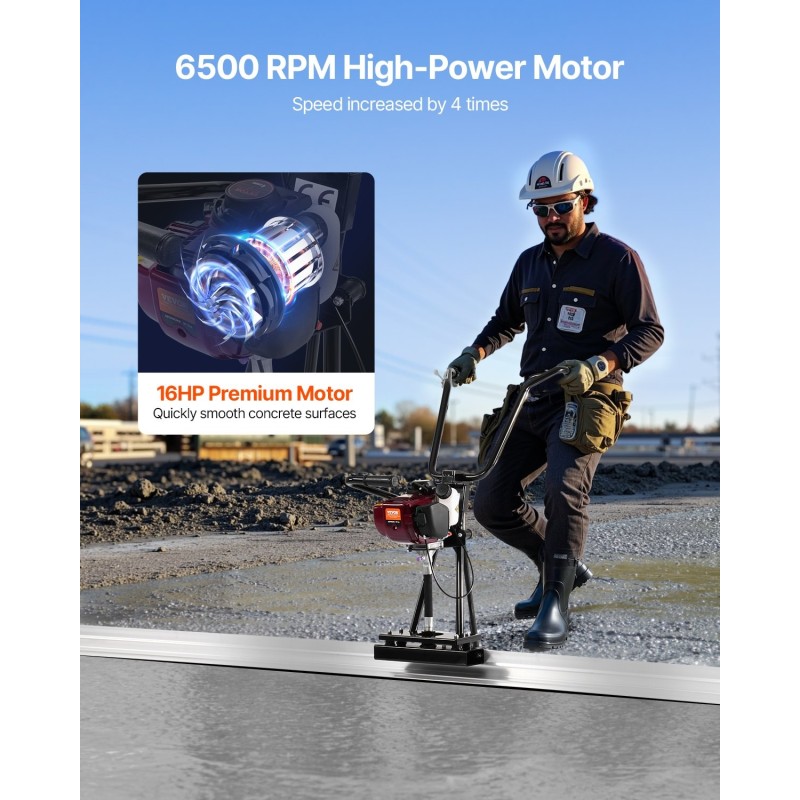 Bensiinikäyttöinen betonipintaussauva 1220 mm alumiinilastalla säädettävällä kahvalla 4-tahtinen tärinämoottori