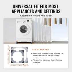 Säädettävä kodinkonejalusta ruostumatonta terästä pyörillä 381–615 mm