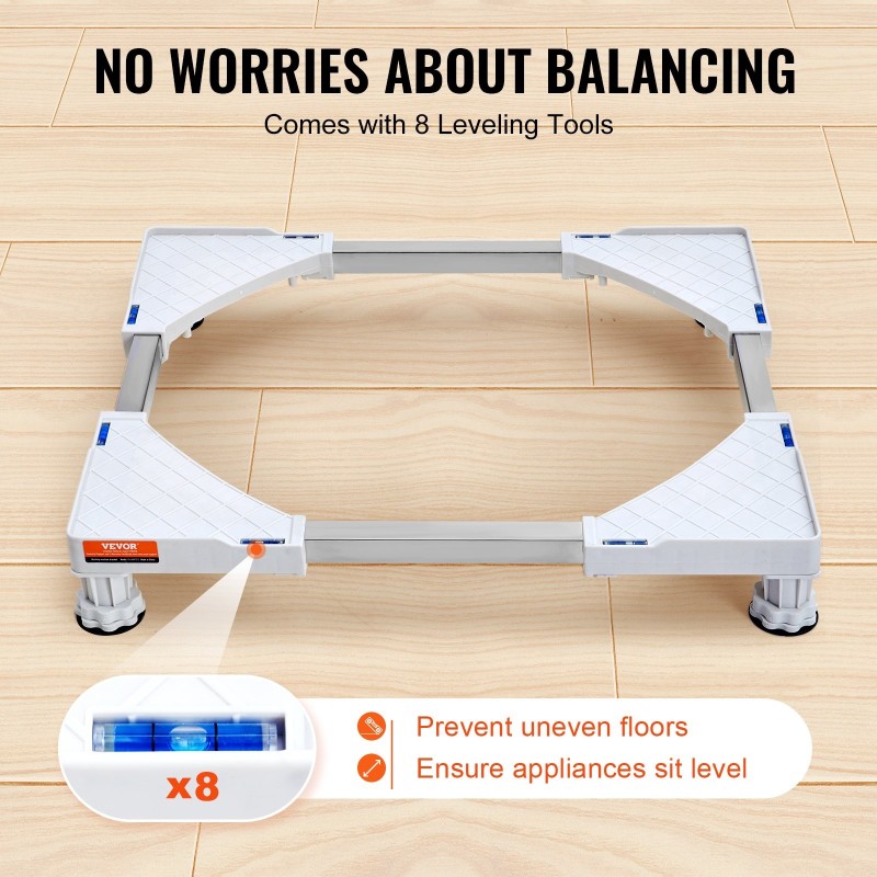 Säädettävä laitetaso pesukoneelle kuivausrummulle jääkaapille polypropeeni ja ruostumaton teräs 414–691 mm