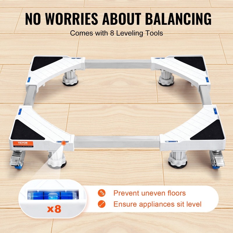 Säädettävä pesukone- ja jääkaappialusta 414–691 mm ruostumatonta terästä pyörillä
