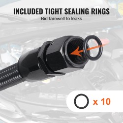 Polttoainelinjasarja 6AN 6m 0,34 tuumaa nailon teräspunos 12 kpl kääntyviä liittimiä