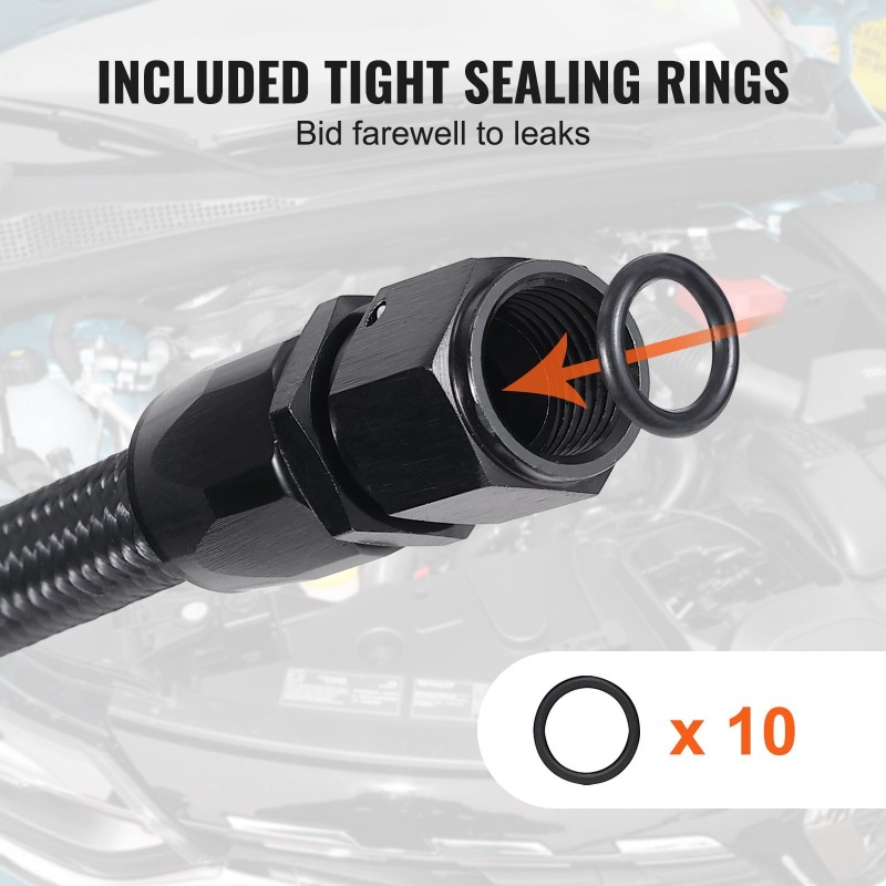 Polttoainelinjasarja 6AN 6m 0,34 tuumaa nailon teräspunos 12 kpl kääntyviä liittimiä