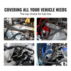 Polttoaineletkusarja 8AN 6 m nylon ja ruostumaton teräspunos 12 kääntyvää liitintä