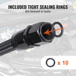 Polttoaineletkusarja 8AN 6 m nylon ja ruostumaton teräspunos 12 kääntyvää liitintä