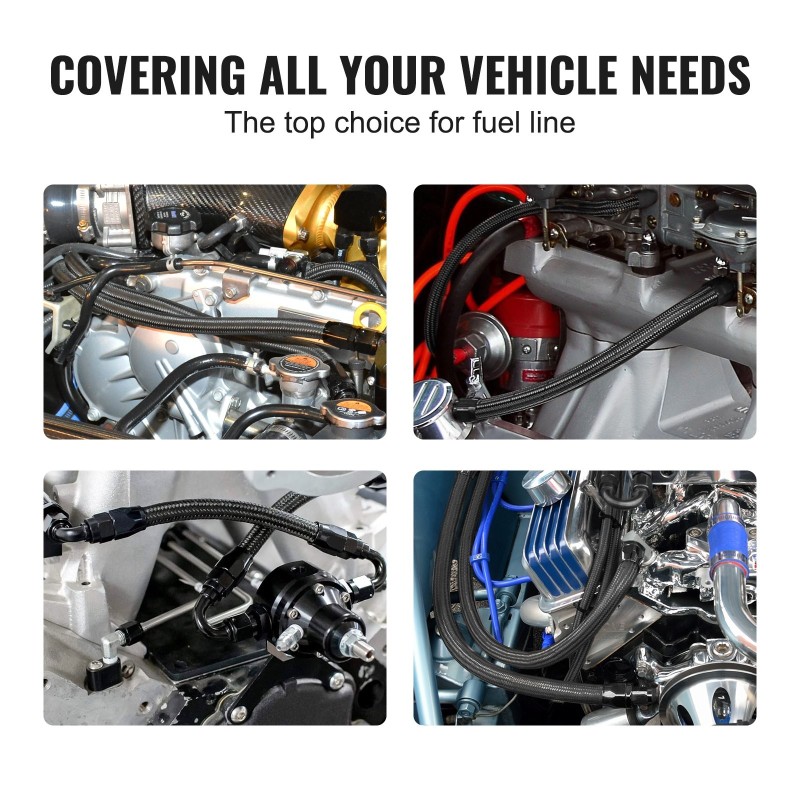 Polttoainelinjasarja 6AN 7620 mm 5/16 tuumaa PTFE-sisäputki nylon ja ruostumaton teräspunos alumiiniliittimillä