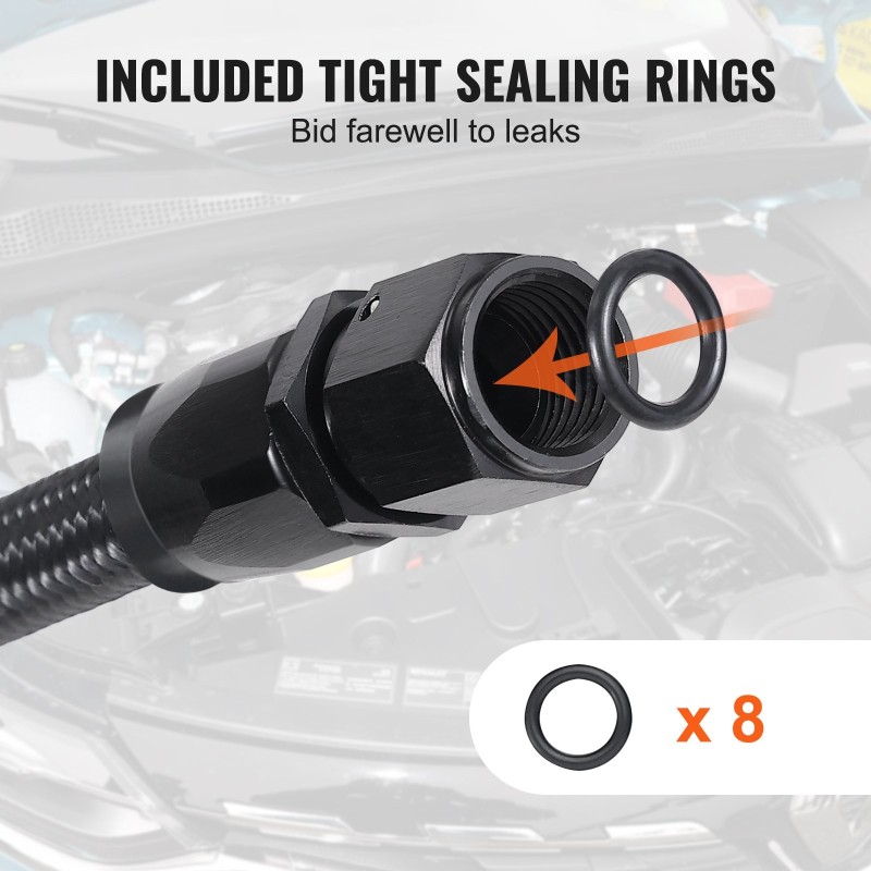 Polttoainelinjasarja 6AN 7620 mm 5/16 tuumaa PTFE-sisäputki nylon ja ruostumaton teräspunos alumiiniliittimillä