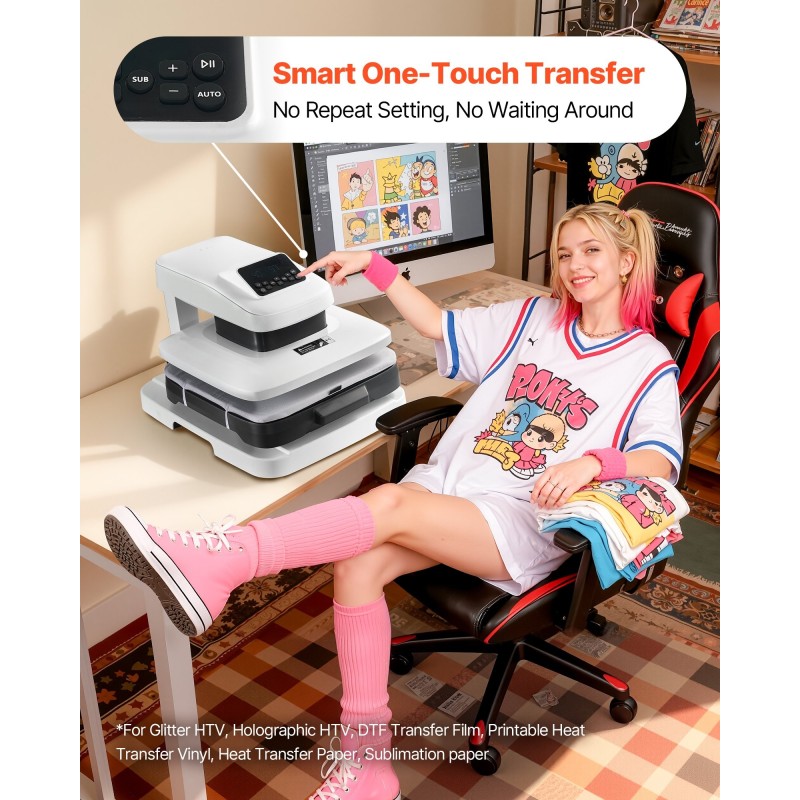 Pöytämallinen automaattinen lämpöprässi 38 x 38 cm sublimaatioon ja vinyylille