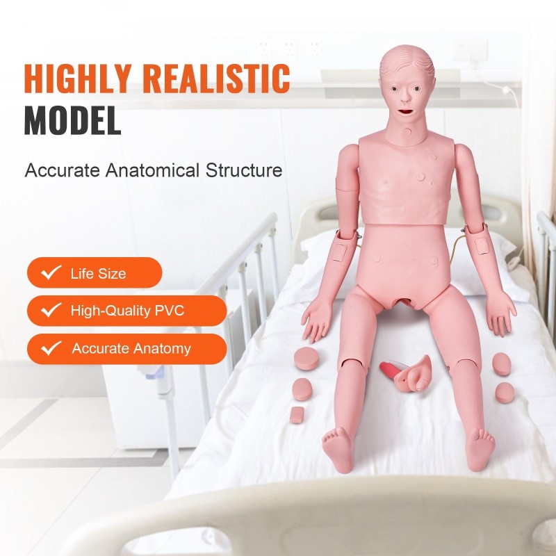 Hoitotyön harjoitusnukke miespuolinen luonnollisen kokoinen PVC koko kehon malli