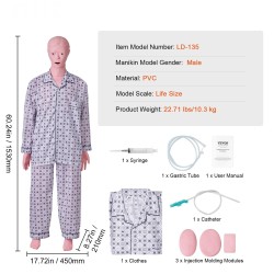 Hoitotyön harjoitusnukke miespuolinen luonnollisen kokoinen PVC koko kehon malli