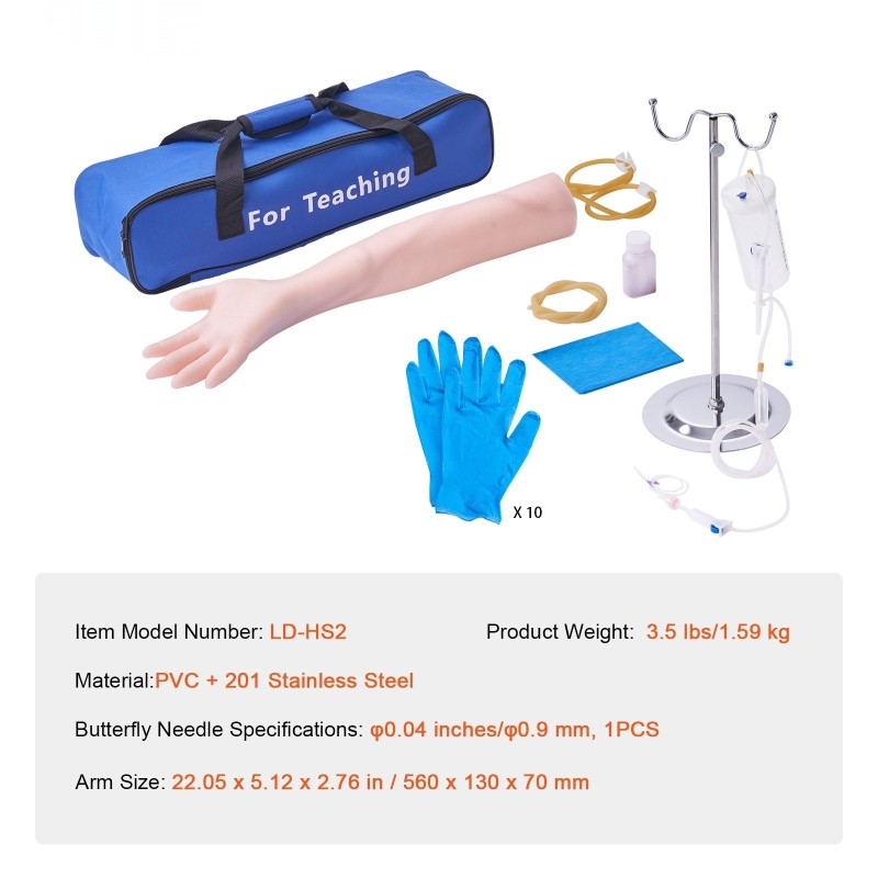 Laskimopunktiokäsi muovinen harjoituspakkaus kantolaukulla opiskelijoille ja ammattilaisille
