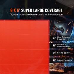 Hitsausverho paloa hidastava vinyyli 1,8 x 1,8 m 6-tason UV-suojaus ripustusreiät punainen