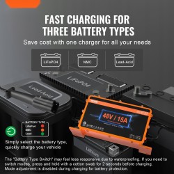 Golfkärryn akkulaturi 48V 15A alumiiniseoskotelo IP67-suojattu ETL-sertifioitu G29-pistoke