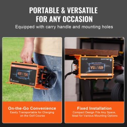 Golfkärryn akkulaturi 48 V 15 A alumiiniseoskotelo IP67 yhteensopiva AGM NMC LiFePO4