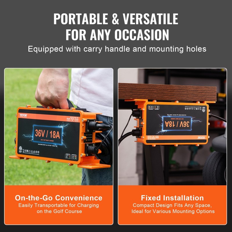 Akkulaturi 36 voltin 18 ampeerin golfkärryille alumiinirunkoinen yhteensopiva lyijyakkujen ja litiumakkujen kanssa