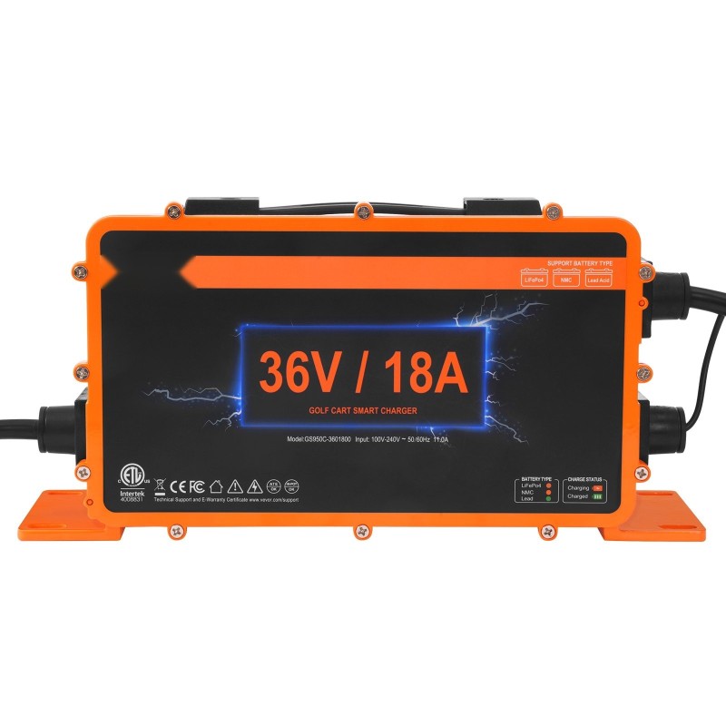 Akkulaturi 36 voltin 18 ampeerin golfkärryille alumiinirunkoinen yhteensopiva lyijyakkujen ja litiumakkujen kanssa