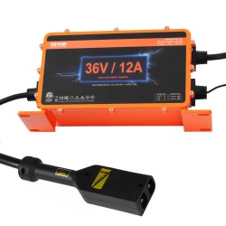 Golfkärryn 36V akkulaturi 12A IP67 yhteensopiva lyijyakuille NMC LiFePO4 D-tyypin liitin ETL-sertifioitu