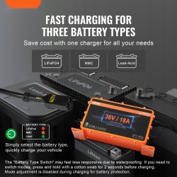 Akkulaturi 36V 18A golfkärryihin alumiinikuori IP67 älykäs lataus