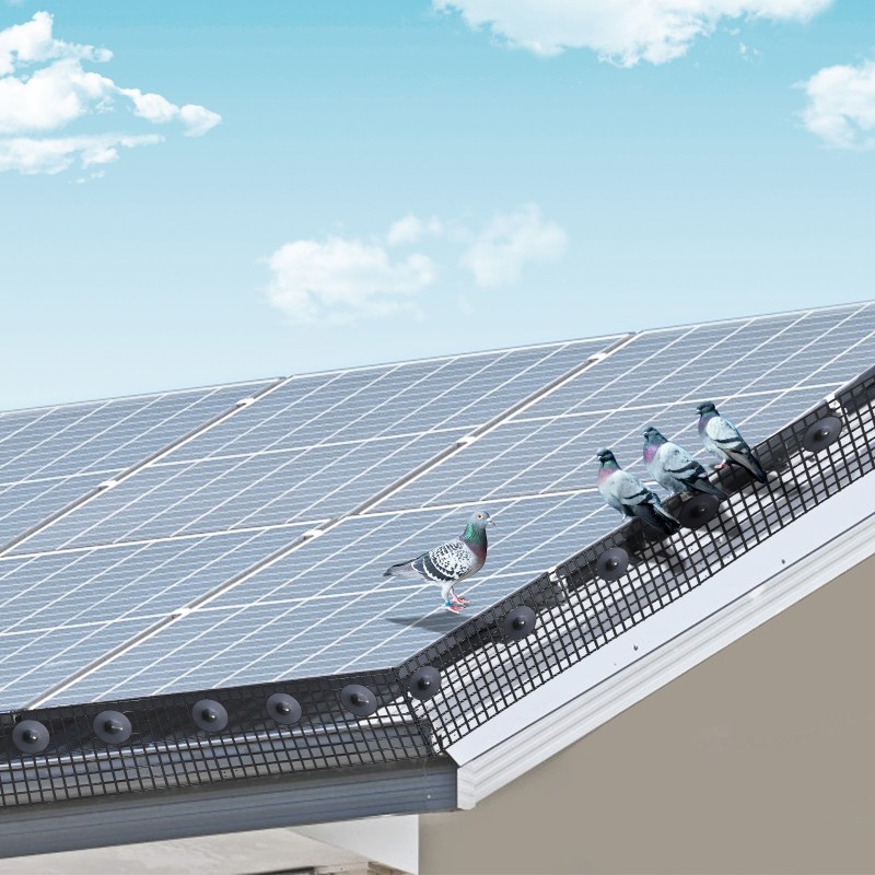 Aurinkopaneelien lintusuoja galvanoidusta teräslangasta kova PVC-upotuspinnoite 20×3048 cm rulla 70 kpl