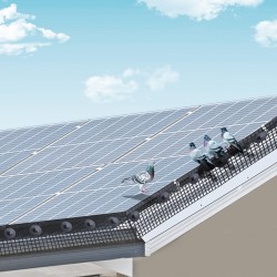 Aurinkopaneelien lintusuoja galvanoidusta teräslangasta PVC-pinnoite 15 x 3048 cm 100 alumiinikiinnikettä