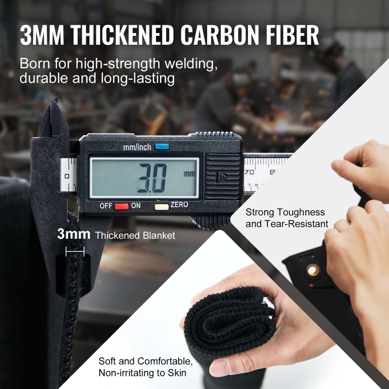 Hitsaussuojahuopa hiilikuituinen 305x305 mm 3 mm 982°C putkille metallirenkailla