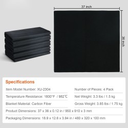 Hitsaushuopa hiilikuitu 4 kpl 950×910 mm leikattava 982°C