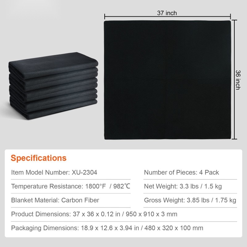 Hitsaushuopa hiilikuitu 4 kpl 950×910 mm leikattava 982°C